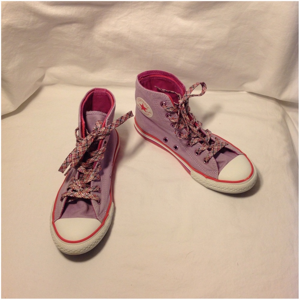 Junior's Purple Double Tongue High Top Converse - Picture 2 of 8